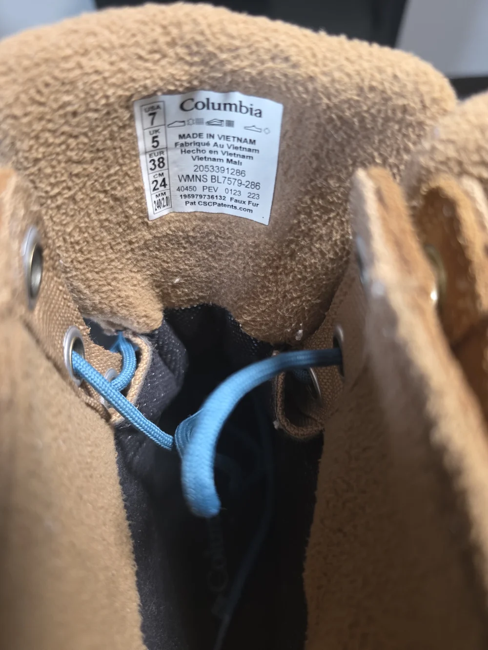 Kids Waterproof Winter Boots in Brown and Black with Blue Laces